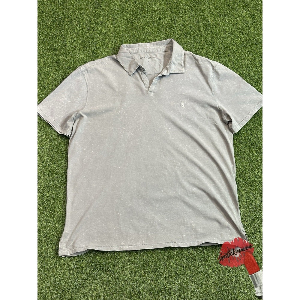 John Varvatos Polo Shirt Mens XL Short‎ Sleeve 100% Cotton Gray Speckle Comfort